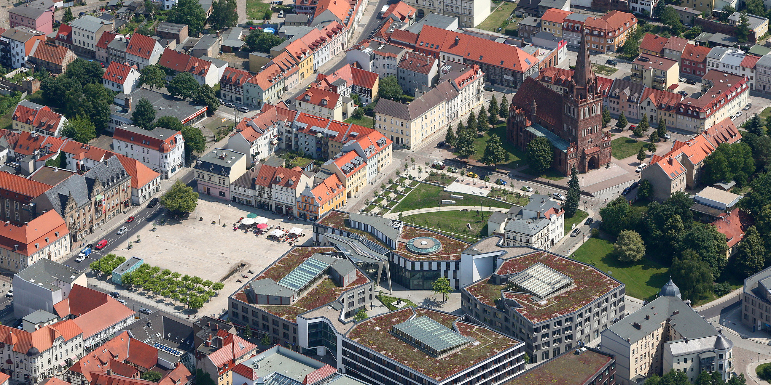 Luftbild der Innenstadt von Eberswalde