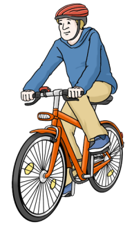 Mensch mit Helm auf einem Fahrrad