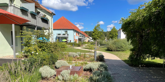 Wohnhäuser und Grünanlagen in der Röbeler Vorstadt in Wittstock